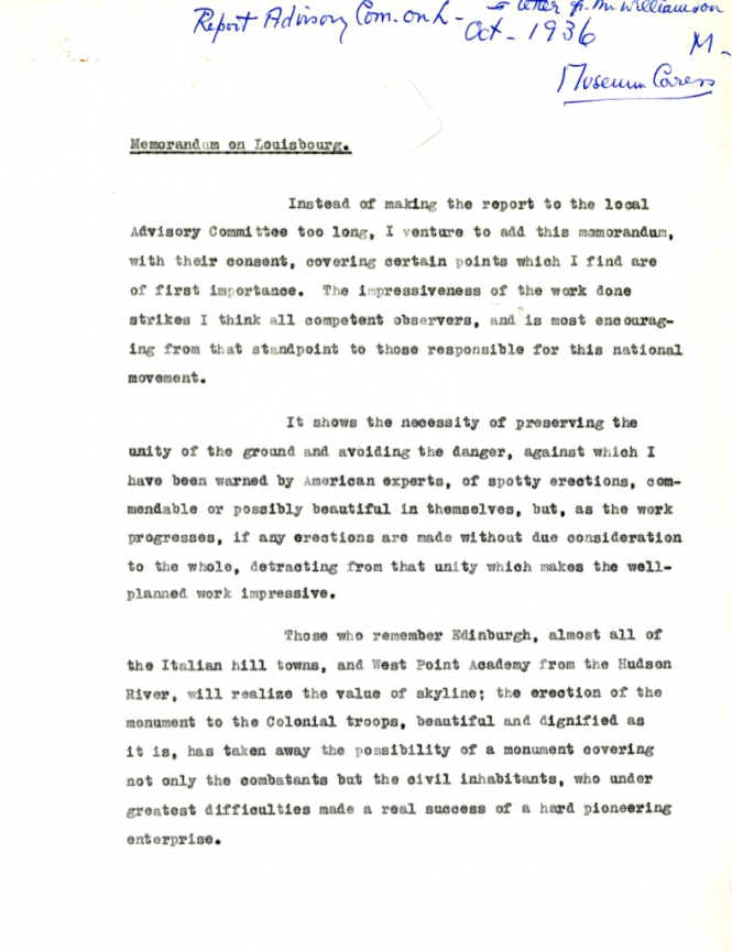 Memorandum on Louisbourg 